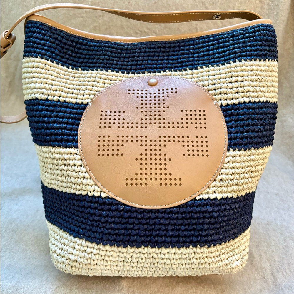 Tory Burch Striped Straw Bag